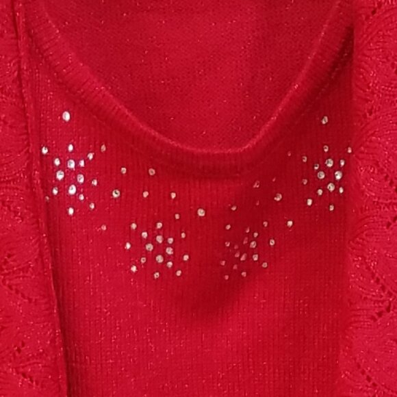 Briggs New York Red Sparkly Metallic Women's Medium Sweater - Picture 7 of 8